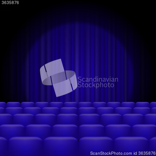 Image of Blue Curtains with Spotlight and Seats