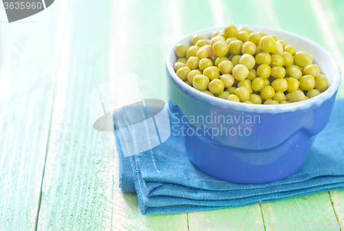 Image of peas in the blue bowl