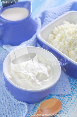 Image of cottage, milk and sour cream