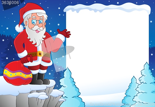 Image of Snowy frame with Santa Claus theme 1