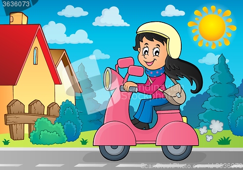 Image of Girl on motor scooter theme image 3