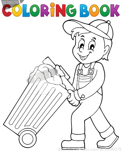 Image of Coloring book garbage collector theme 1