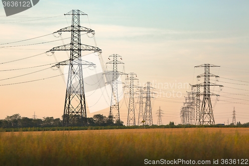 Image of Electric lines on land