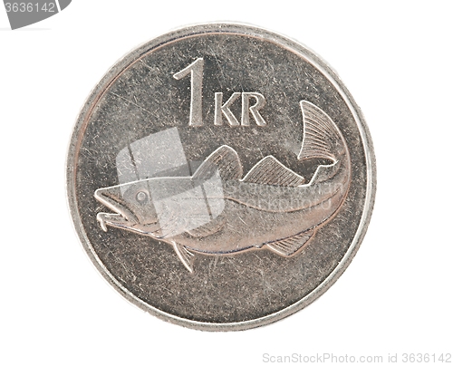 Image of Icelandic one krona coin