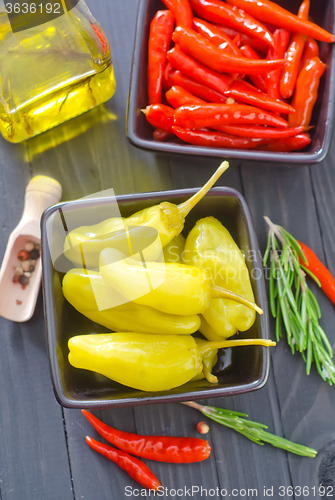 Image of chilli peppers and peppercini