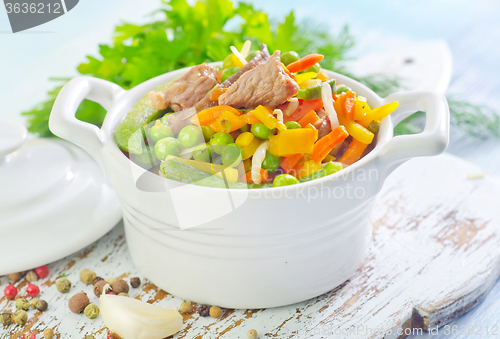 Image of baked vegetables with meat