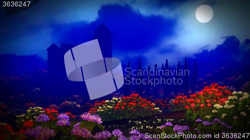 Image of Beautiful landscape with flowers