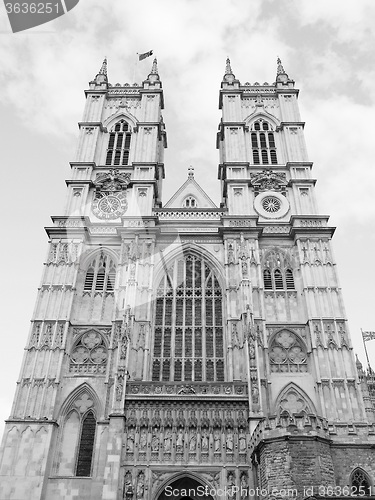 Image of Black and white Westminster Abbey in London