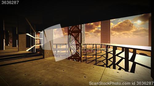 Image of construction site at sunset