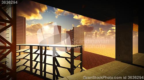 Image of construction site at sunset