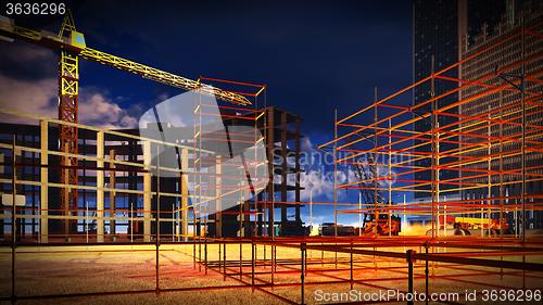 Image of construction site at sunset