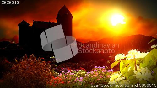 Image of Beautiful landscape with flowers