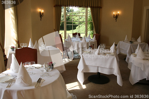 Image of Hotel Restaurant tables set for service