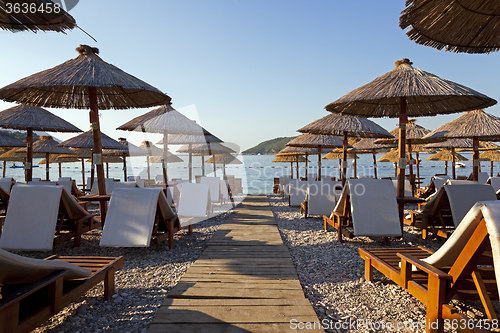 Image of umbrellas on a beach  