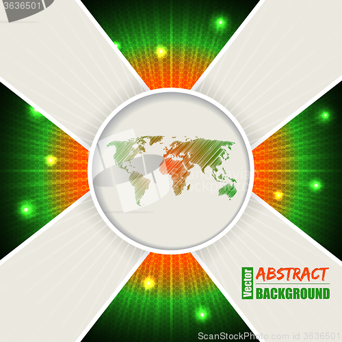 Image of Abstract orange green background with world map