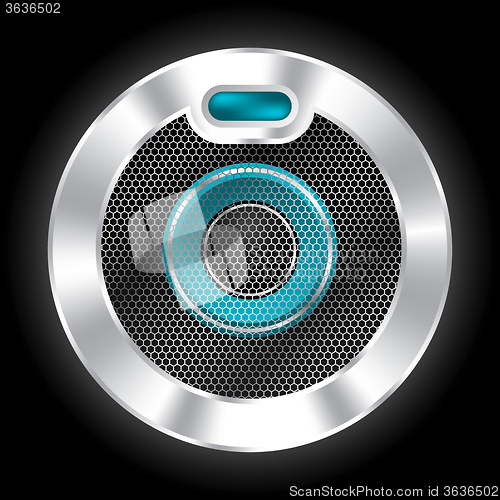 Image of Cool metallic speaker with hexagon mesh