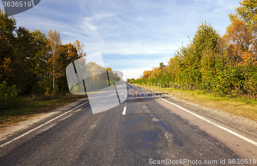 Image of paved road in autumn  