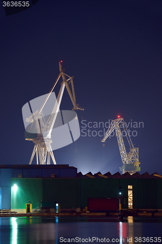 Image of Industrial cargo cranes in the dock