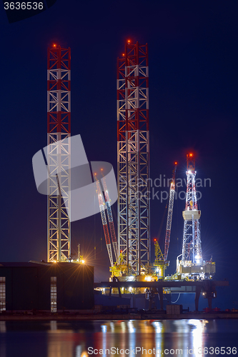 Image of Industrial cargo cranes in the dock