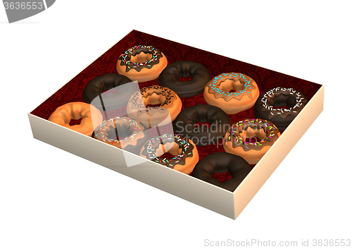 Image of Box of Donuts on White