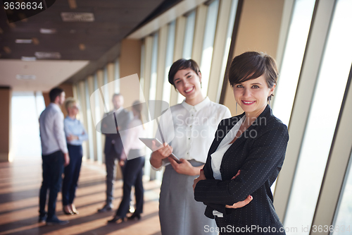 Image of business people group, females as team leaders