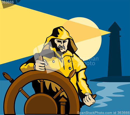 Image of Sea captain navigating ship