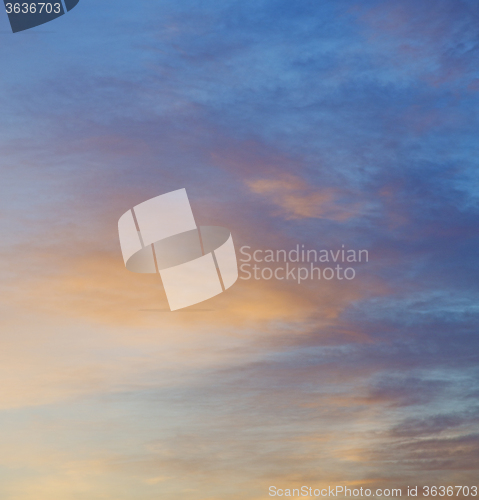 Image of light  the sunrise in  colored sky white soft clouds and abstrac
