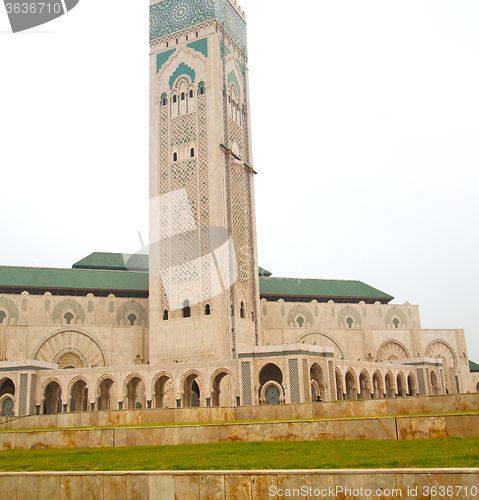 Image of  muslim in  mosque the history  symbol   morocco  africa  minare