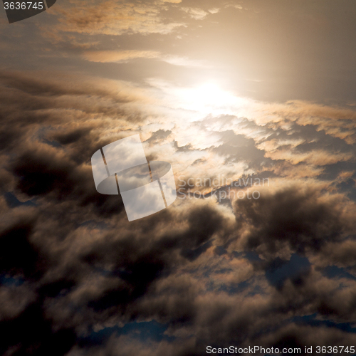 Image of in the red blue sky cloud and sunrise orange color