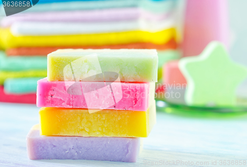 Image of Assortment of soap and towels