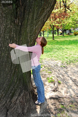 Image of Girl and big tree