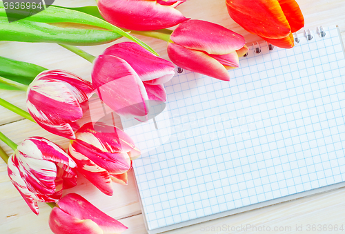 Image of tulips and note