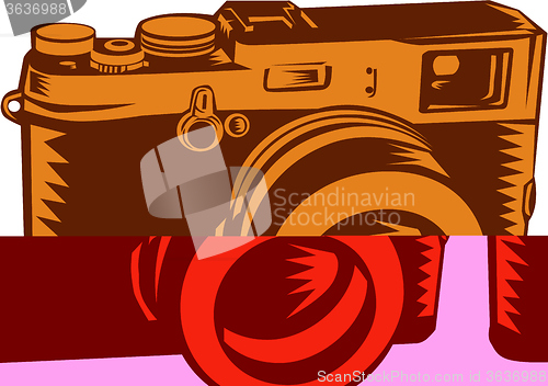 Image of Camera 35mm Vintage Woodcut