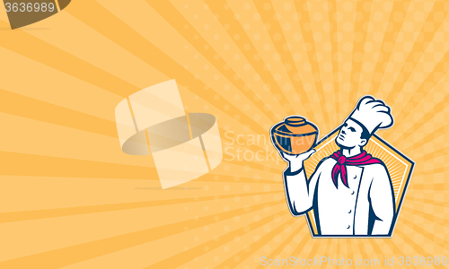 Image of Business card Chef Cook Holding Pot Retro