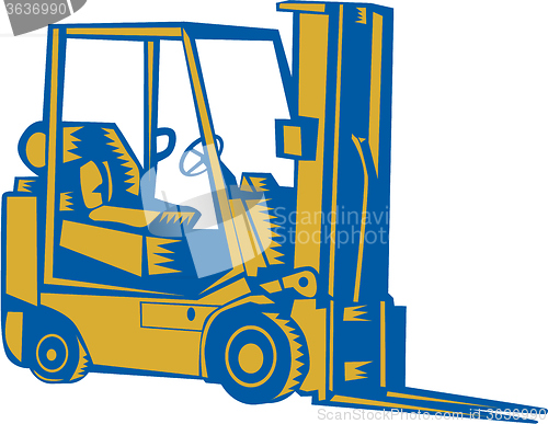 Image of Forklift Truck Side Woodcut