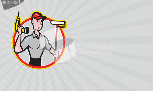 Image of Business card House Painter Paint Roller Handyman Cartoon