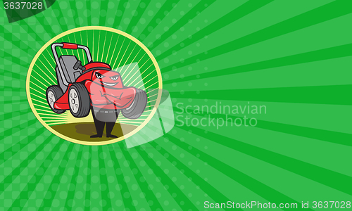 Image of Business card Lawn Mower Man Cartoon Oval