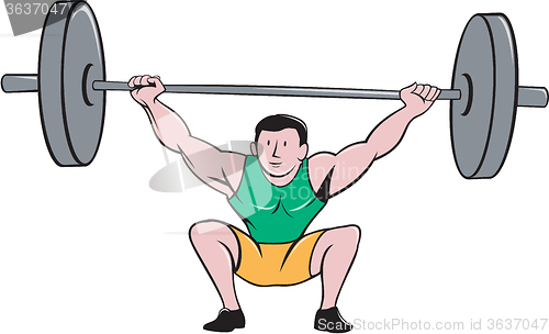 Image of Weightlifter Deadlift Lifting Weights Cartoon