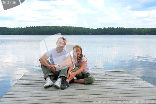 Image of Father child lake