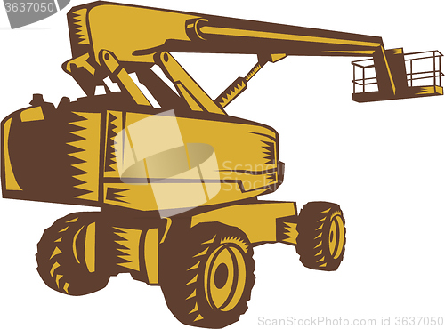 Image of Cherry Picker Mobile Lift Platform Woodcut