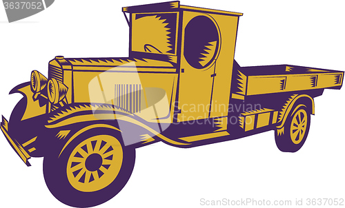 Image of 1920s Pick-up Truck Woodcut