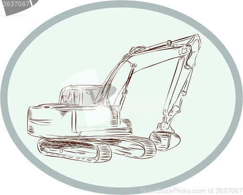 Image of Mechanical Digger Excavator Oval Etching