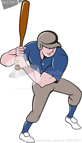 Image of Baseball Player Batting Isolated Cartoon