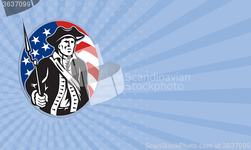 Image of Business card American Patriot Minuteman With Bayonet Rifle And Flag