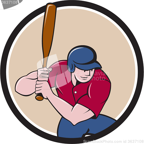 Image of Baseball Player Batting Circle Cartoon