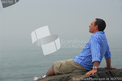 Image of Man looking fog