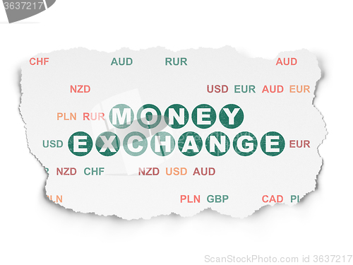 Image of Banking concept: Money Exchange on Torn Paper background