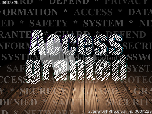 Image of Safety concept: Access Granted in grunge dark room
