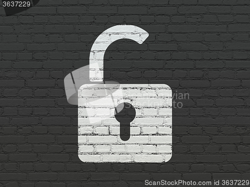 Image of Data concept: Opened Padlock on wall background