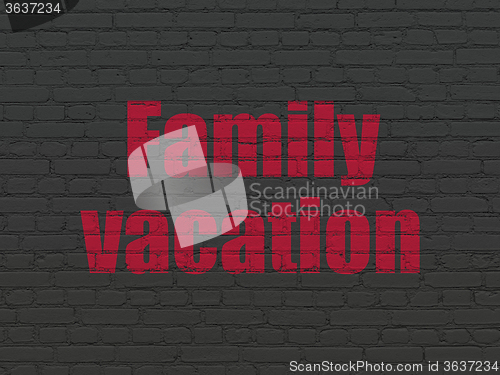 Image of Vacation concept: Family Vacation on wall background